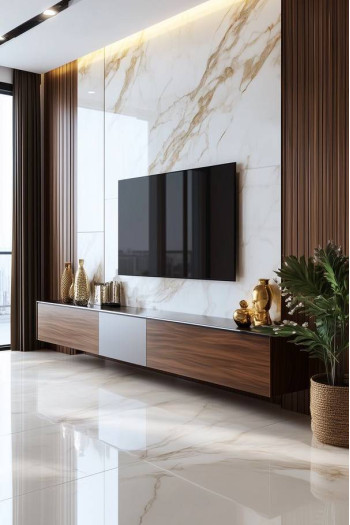 Marble Luxe Media Wall